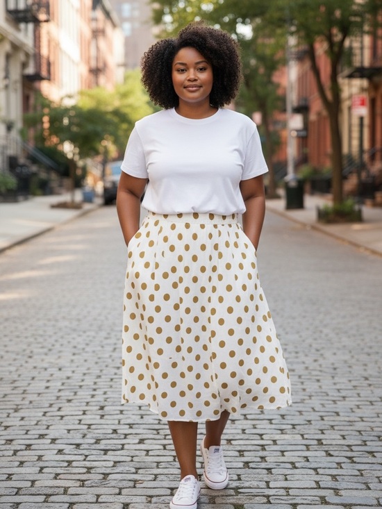 Tulip B Dresses & Skirts - Polka Dot Skirt in White and Gold
